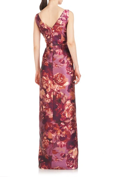 Kay Unger Marlowe Column Gown In Garnet Multi