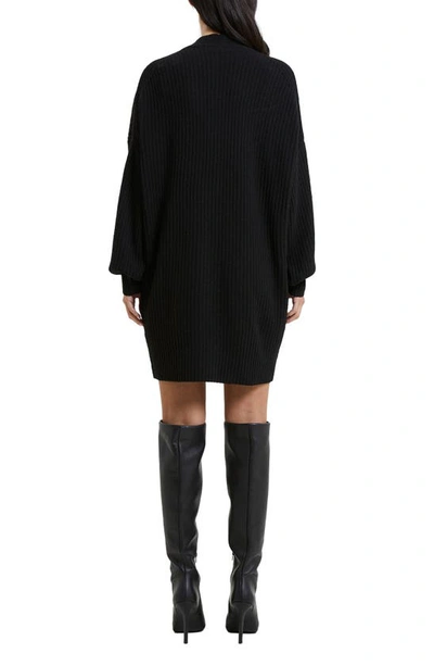 French Connection Babysoft Rib Button Front Long Sleeve Sweater Dress In Black