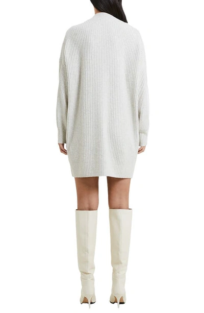 French Connection Babysoft Rib Button Front Long Sleeve Sweater Dress In Light Oatmeal Melange