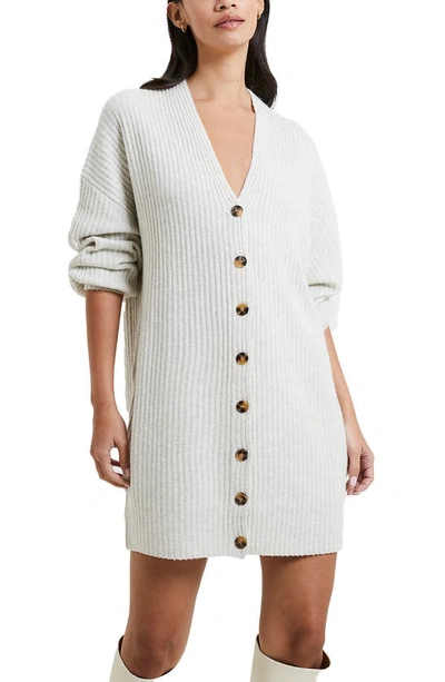 French Connection Babysoft Rib Button Front Long Sleeve Sweater Dress In Light Oatmeal Melange