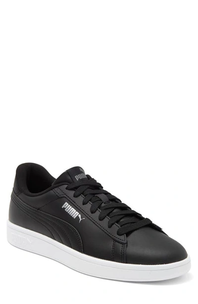 Shop Puma Smash 3.0 Low Top Sneaker In  Black- Black-white