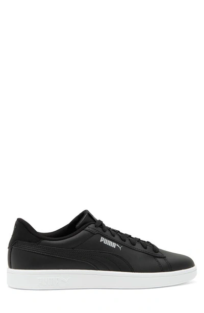 Puma Smash 3.0 Low Top Sneaker In  Black- Black-white