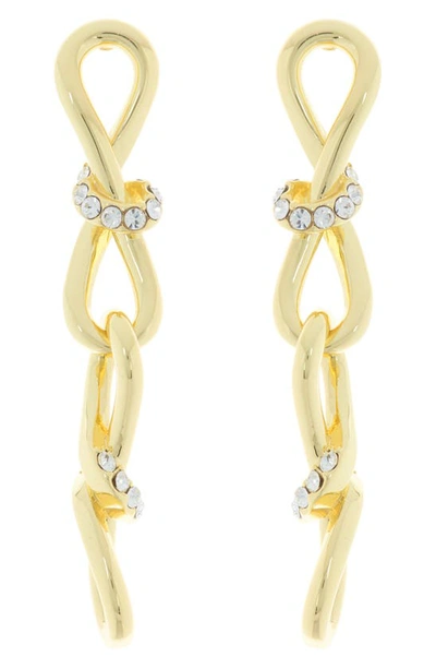 Shop Covet Pavé Crystal Link Drop Earrings In Gold