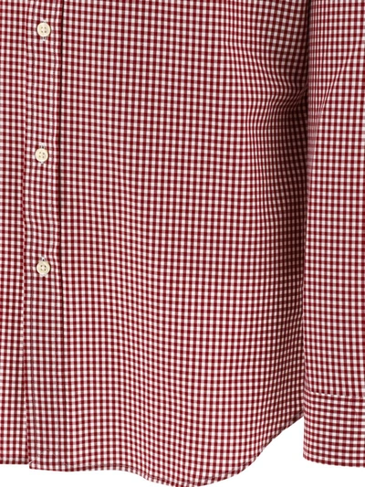 Shop Polo Ralph Lauren "pony" Gingham Shirt In Bordeaux