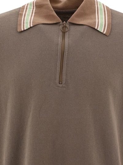 Shop Kapital "zip Up" Polo Shirt In Brown