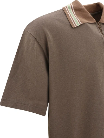 Shop Kapital "zip Up" Polo Shirt In Brown
