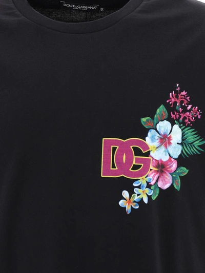 Shop Dolce & Gabbana Hawaiian Printed T-shirt In Black