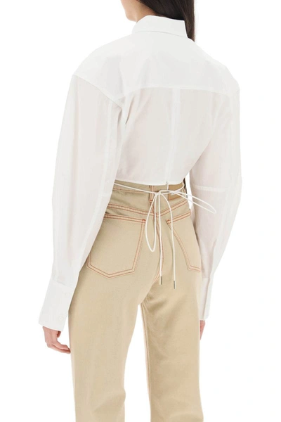 Shop Jacquemus 'la Chemise Plidao' Cropped Shirt In White