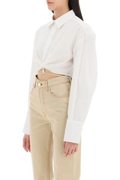 Shop Jacquemus 'la Chemise Plidao' Cropped Shirt In White
