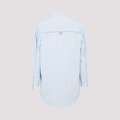 Shop Off-white Stripe Poplin Round Zip Shirt In Blue