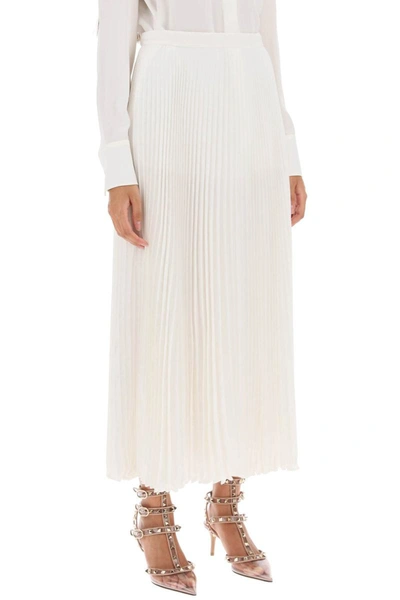 Shop Valentino Garavani Silk Jacquard Toile Iconographe Pleated Skirt In White