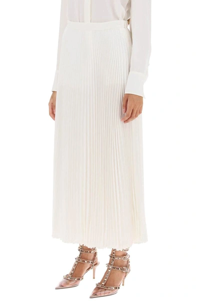 Shop Valentino Garavani Silk Jacquard Toile Iconographe Pleated Skirt In White