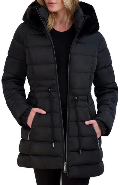 Laundry by shelli segal faux fur trim short puffer coat sale