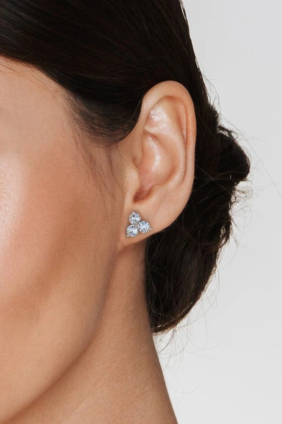 Cz By Kenneth Jay Lane Round Cut Cz Trio Stud Earrings In Clear/silver