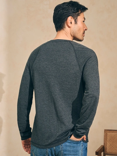 Shop Faherty Cloud Cotton Long-sleeve Henley T-shirt (tall) In Charcoal Heather