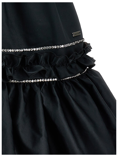 Shop Monnalisa Duchesse Dress With Rhinestones In Black