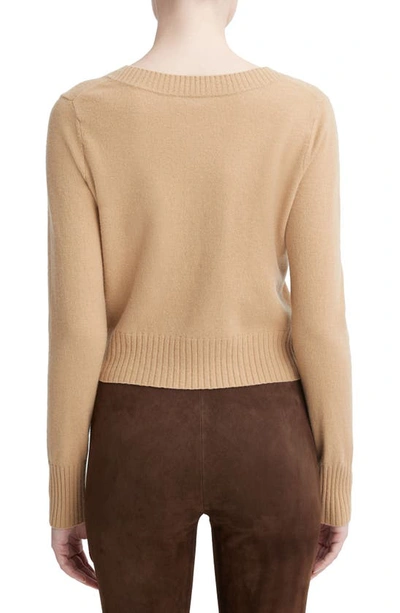 Shop Vince V-neck Wool & Cashmere Crop Sweater In Cashew
