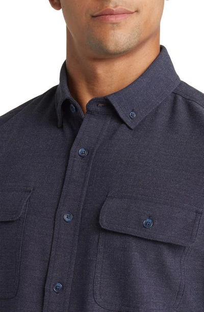 Mizzen + Main City Trim Fit Stretch Flannel Button-down Shirt In Blue