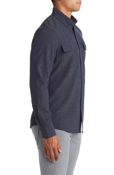 Mizzen + Main City Trim Fit Stretch Flannel Button-down Shirt In Blue