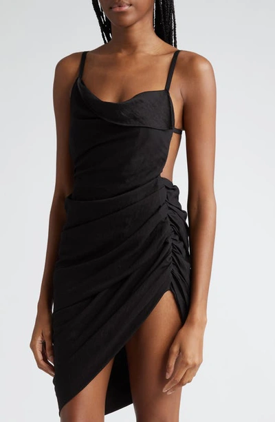 Shop Jacquemus The Saudade Asymmetric Dress In Black