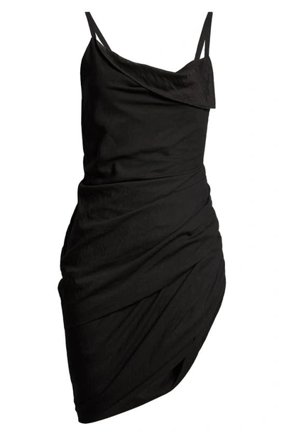 Jacquemus La Robe Saudade Draped Dress In Black