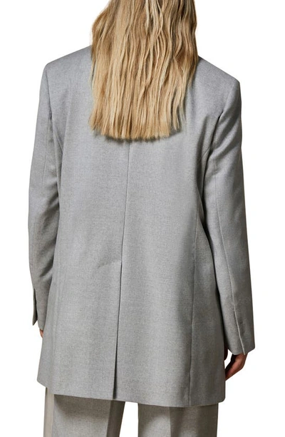 Shop Marina Rinaldi Double Breasted Stretch Wool Blazer In Light Grey
