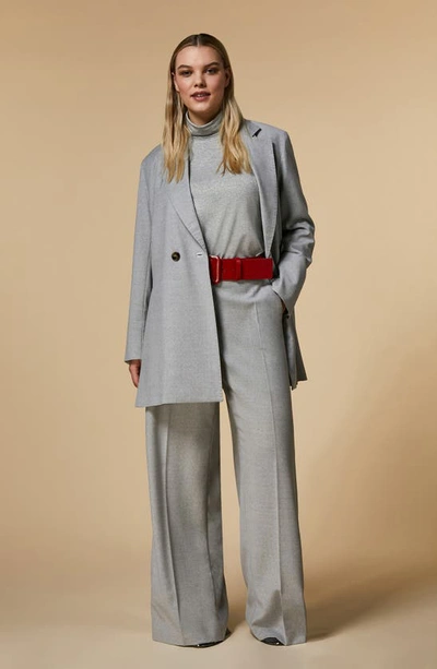 Shop Marina Rinaldi Double Breasted Stretch Wool Blazer In Light Grey