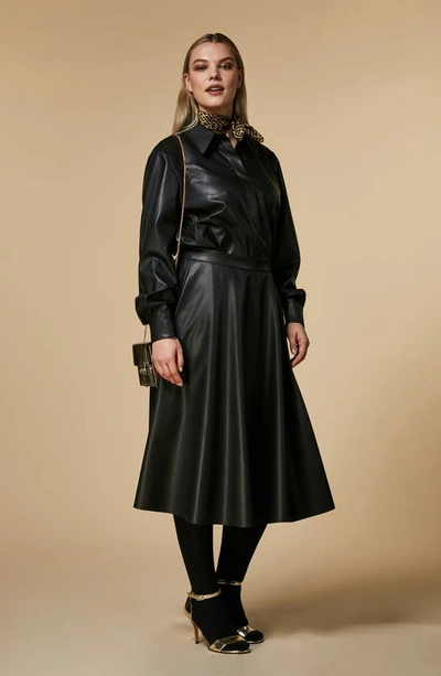 Shop Marina Rinaldi Pleat Back Coated Tunic In Black