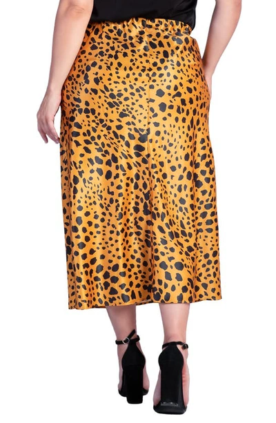 S And P Izar High Waist Satin Midi Skirt In Gold Print