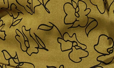 Shop Astr Side Drape Wrap Top In Olive Floral Sketch