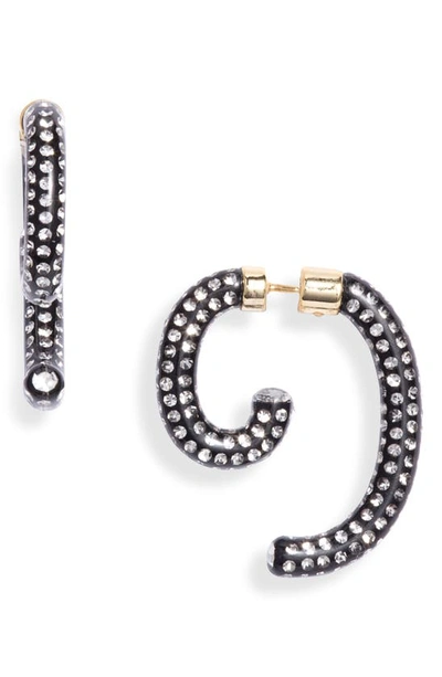 Shop Demarson Noir Pavé Luna Convertible Earrings In 12k Shiny Gold/ Black/ Pave