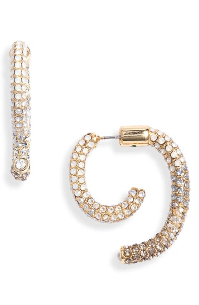 Shop Demarson Air Pavé Luna Convertible Earrings In 12k Shiny Gold/ Grey Ombre