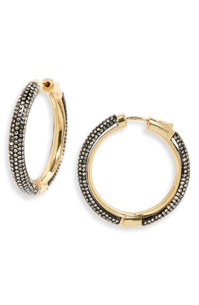 Shop Demarson Noir Crystal Pavé Hoop Earrings In 12k Shiny Gold/ Black/ Pave