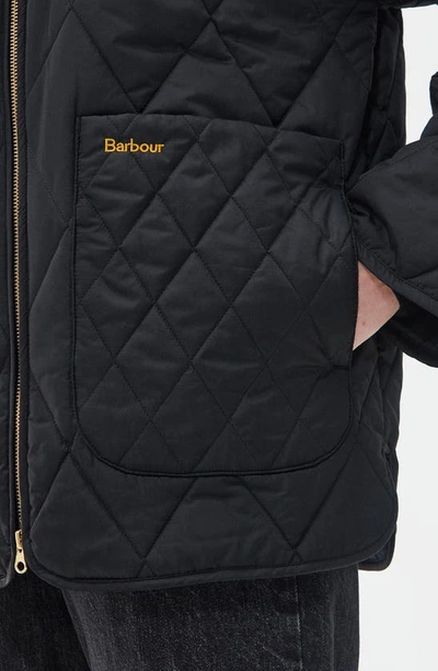 Shop Barbour Woodhall Quilted Jacket In Black/ Black/ Sage Tartan