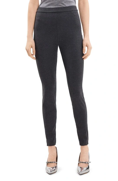 Shop Theory Adbelle High Waist Stretch Virgin Wool Blend Ankle Pants In Charcoal Melange