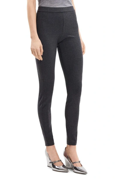 Shop Theory Adbelle High Waist Stretch Virgin Wool Blend Ankle Pants In Charcoal Melange