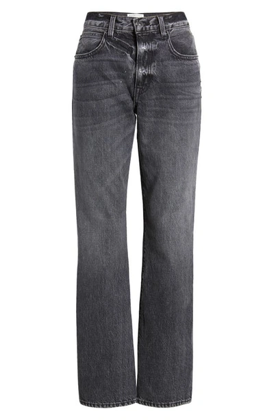 Shop Slvrlake Tyler Mid Rise Straight Leg Organic Cotton Jeans In Black Coal