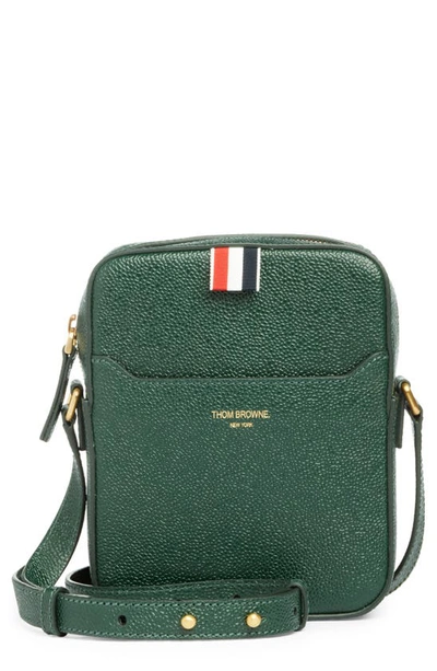 Shop Thom Browne Leather Crossbody Camera Bag In Dark Green