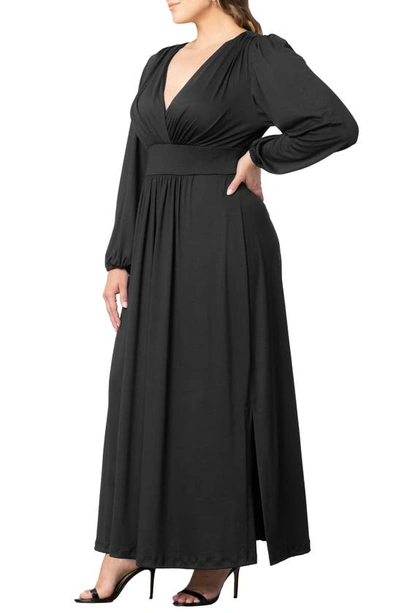 Kiyonna Kelsey Long Sleeve Maxi Dress In Black Noir | ModeSens