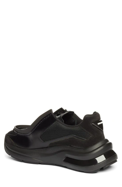 Shop Prada New Mixed Media Sneaker In Nero