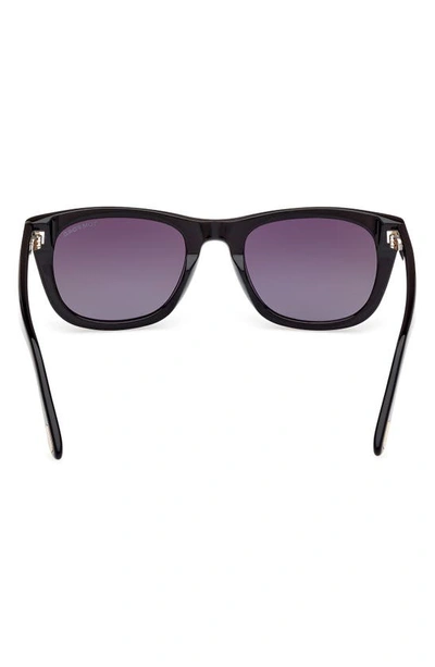Shop Tom Ford Kendel 54mm Square Sunglasses In Shiny Black / Gradient Smoke