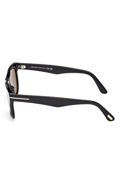 Shop Tom Ford Kendel 54mm Square Sunglasses In Shiny Black / Gradient Smoke