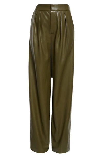 Shop Alice And Olivia Pompey Faux Leather Trousers In Olive