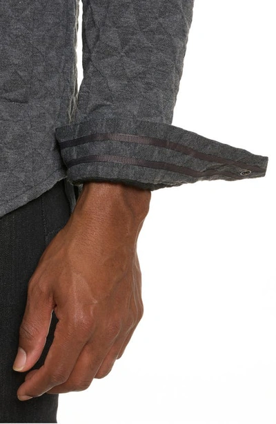 Shop Robert Graham Brent Textured Knit Button-up Shirt In Grey