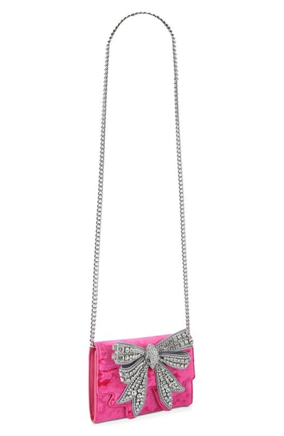 Kurt Geiger Shoreditch Bow Convertible Wallet On A Chain In Pink