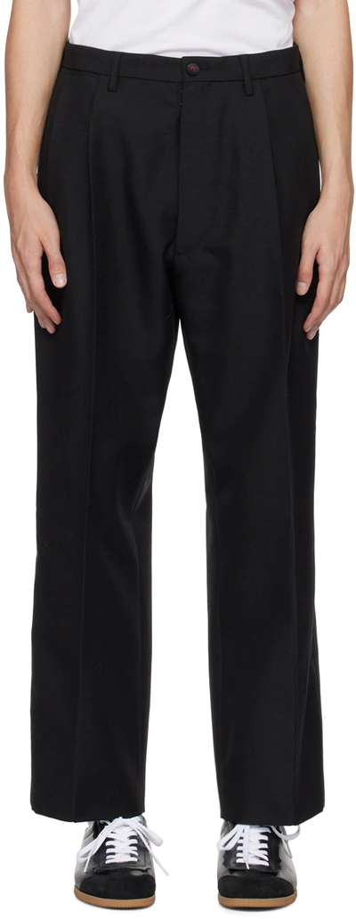 Shop Maison Margiela Black Tapered Trousers In 900 Black