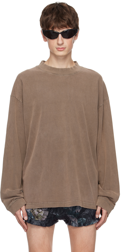 Shop Acne Studios Brown Patch Long Sleeve T-shirt In Adm Dark Brown