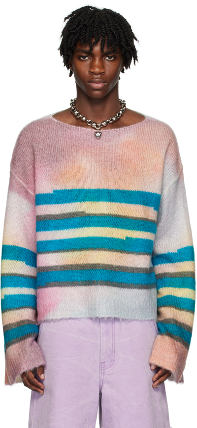 Shop Acne Studios Multicolor Striped Sweater In Ald Blue/multi