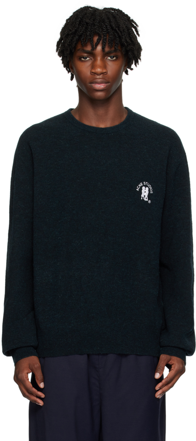 Shop Acne Studios Navy Crewneck Sweater In Dhg Dark Navy Melang
