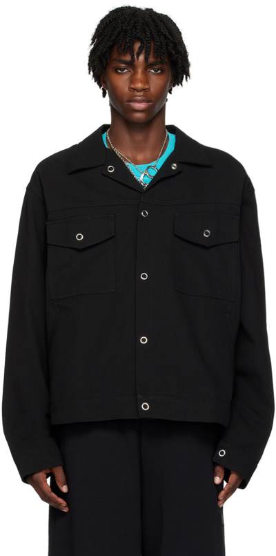 Shop Acne Studios Blacak Spread Collar Jacket In 900 Black
